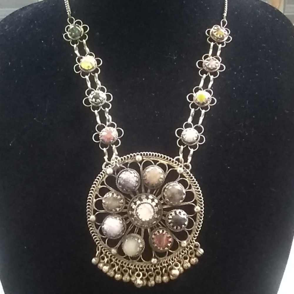 Multi Colored Jade Necklace.